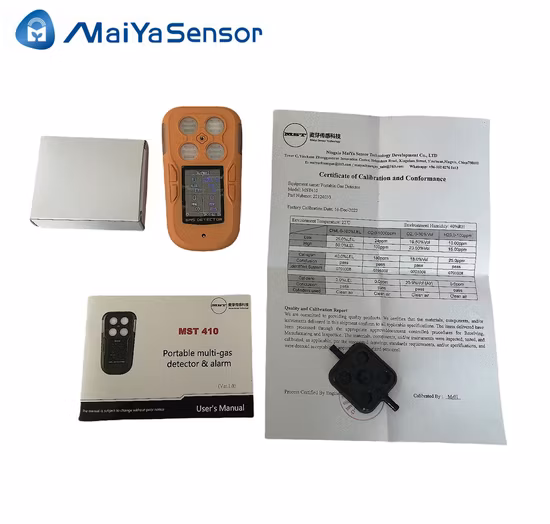 2022 IP66 4 Medidor de gás Detector multigás portátil Lel, Co, H2s, O2 com bateria